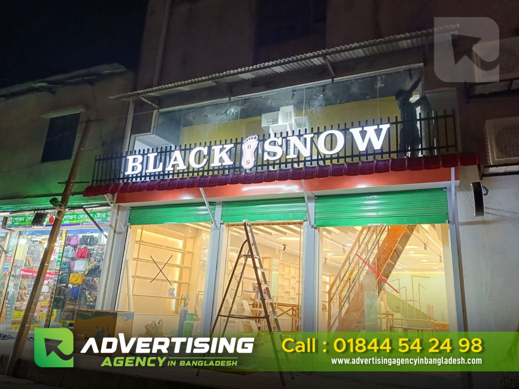 LED shop sign Branding in bangladesh for Black Snow